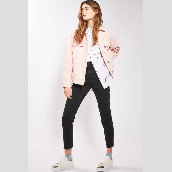 Topshop Denim - Topshop Raw Hem Washed Black High Waisted Jeans